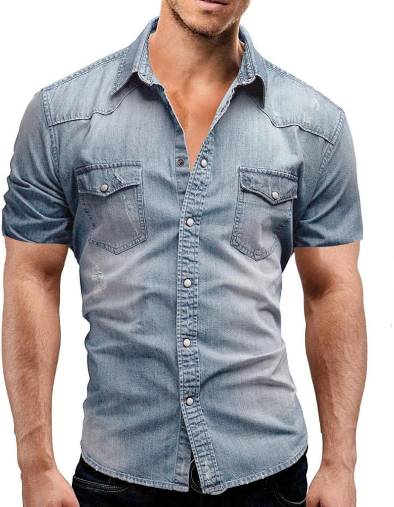 Pánská džínová košile s dlouhým rukávem | Zapínání na knoflíky