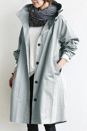 Trenchcoat Jacket for Women – Hooded, Single-Layer Style
