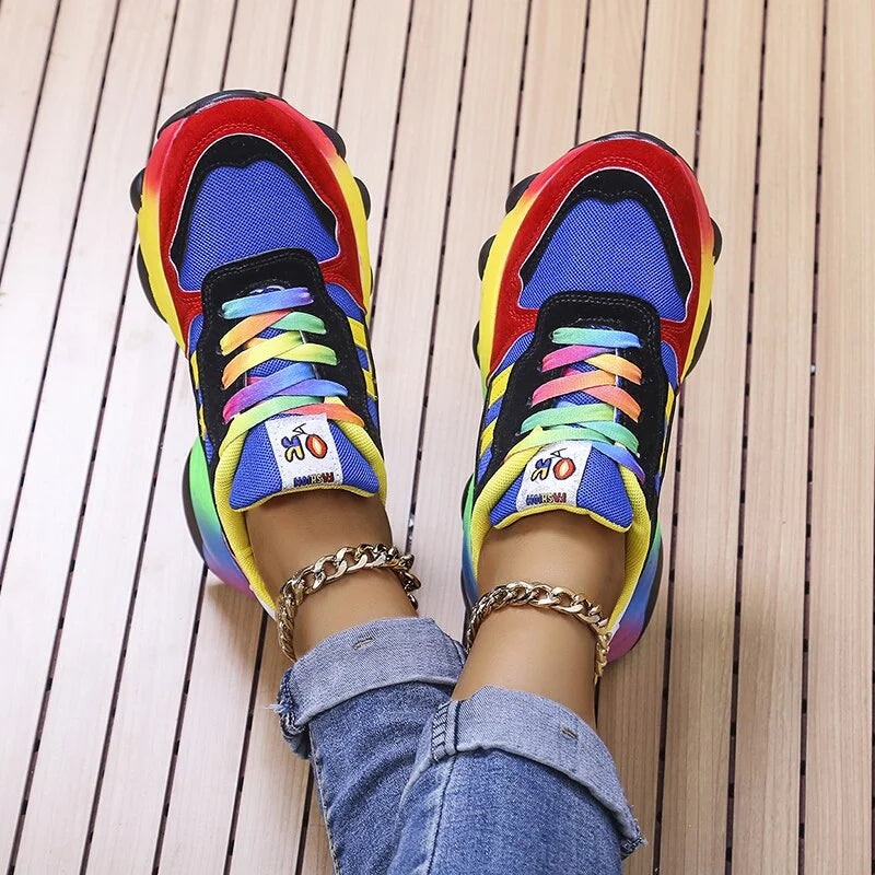 Cazela | Platform Sneakers With Colorful Design - Fashionable and Comfortable