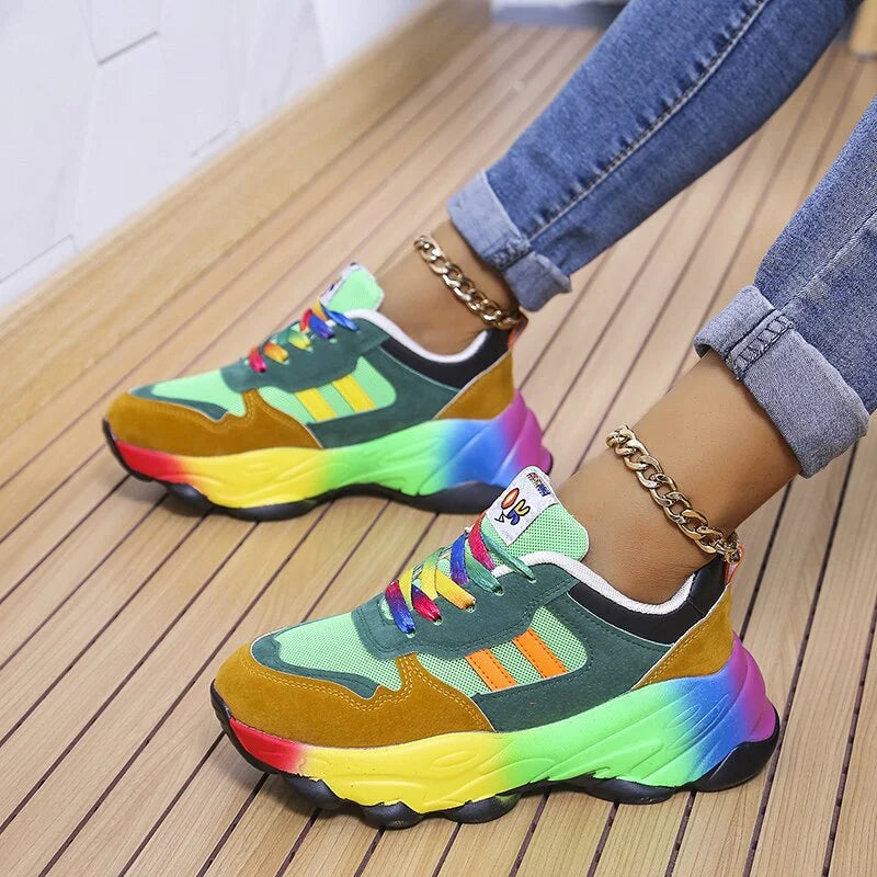 Cazela | Platform Sneakers With Colorful Design - Fashionable and Comfortable