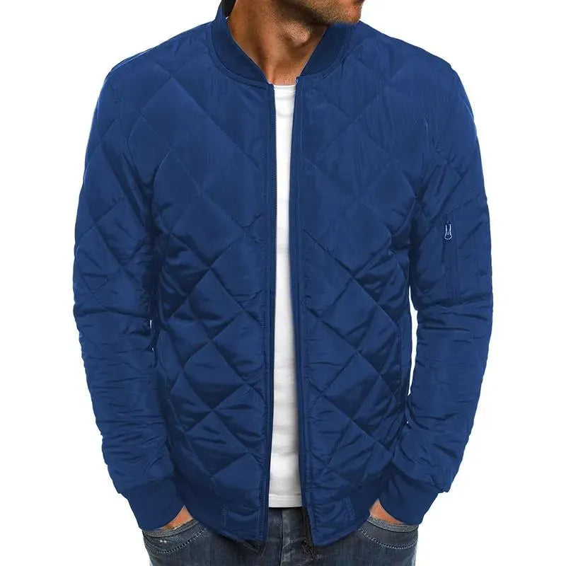 Quilted Bomber Jacket with Ribbed Cuffs for Men