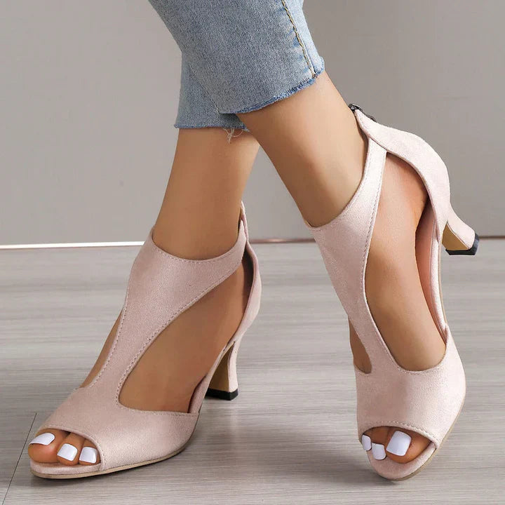 Women’s Strappy Sandals Structured Heel & Patterned Footbed