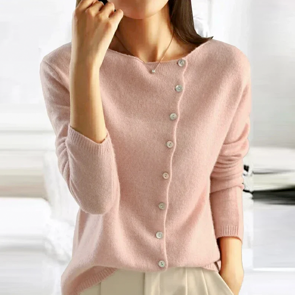 Asymmetric Knit Cardigan with Long Sleeves for Women