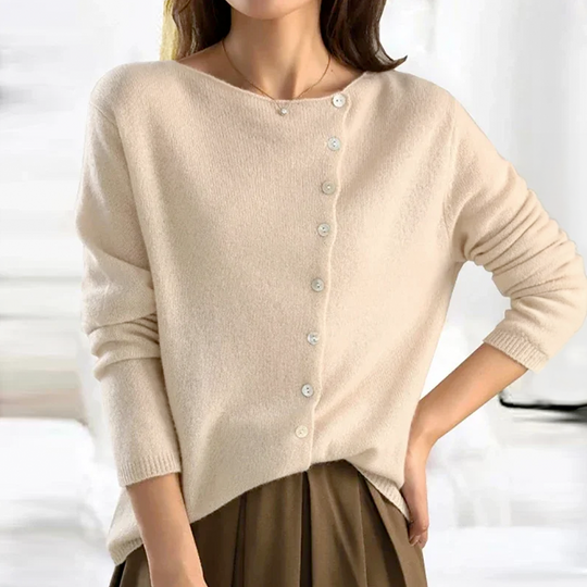 Asymmetric Knit Cardigan with Long Sleeves for Women