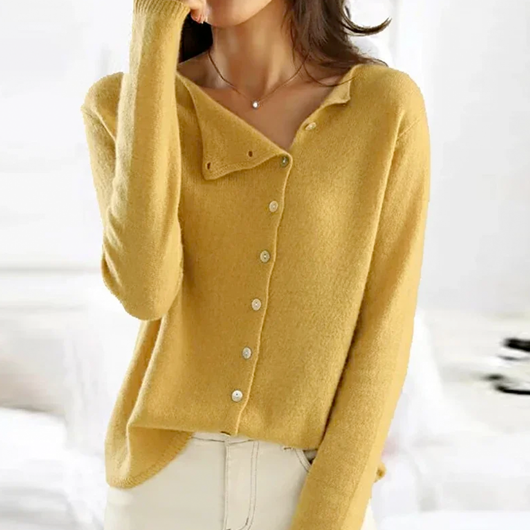 Asymmetric Knit Cardigan with Long Sleeves for Women