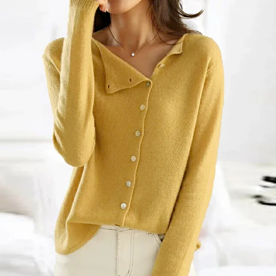 Asymmetric Knit Cardigan with Long Sleeves for Women