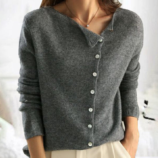 Asymmetric Knit Cardigan with Long Sleeves for Women