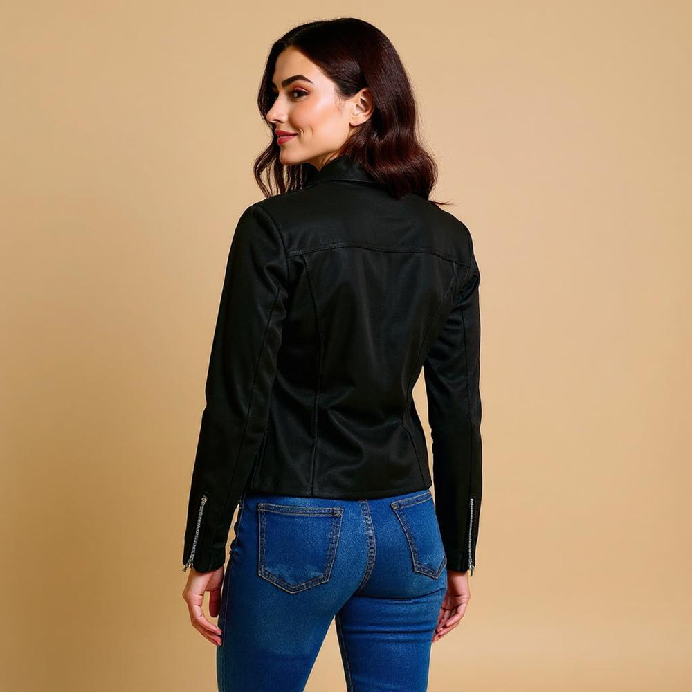 Women's Front-Zip Jacket with Stretch Sleeve Trim