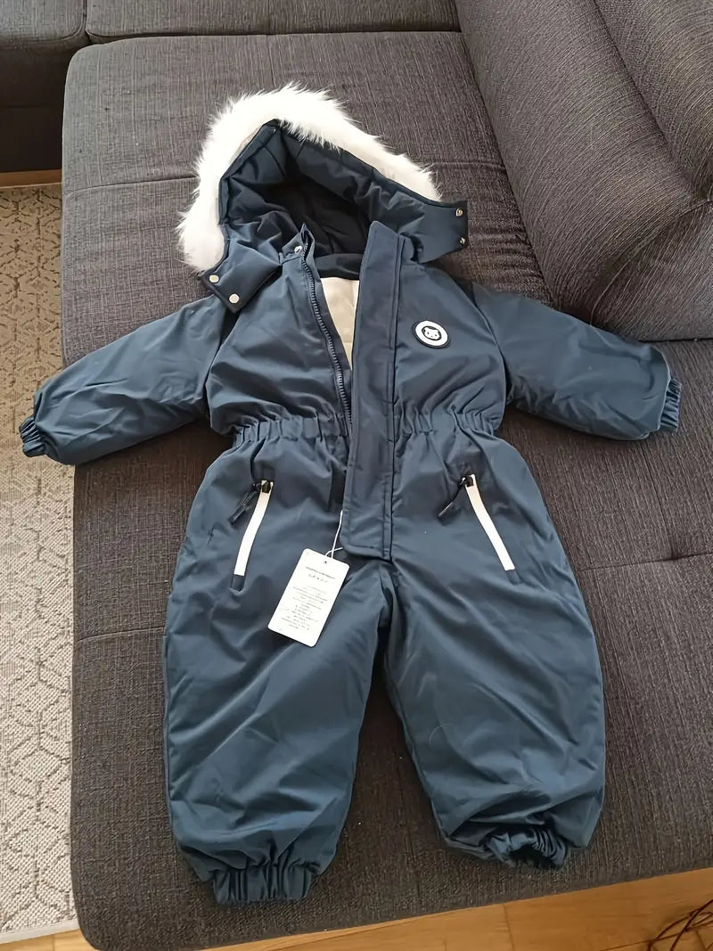 Dětský zimní overal | Lyžařský overal s kapucí a kožešinovou lemovkou