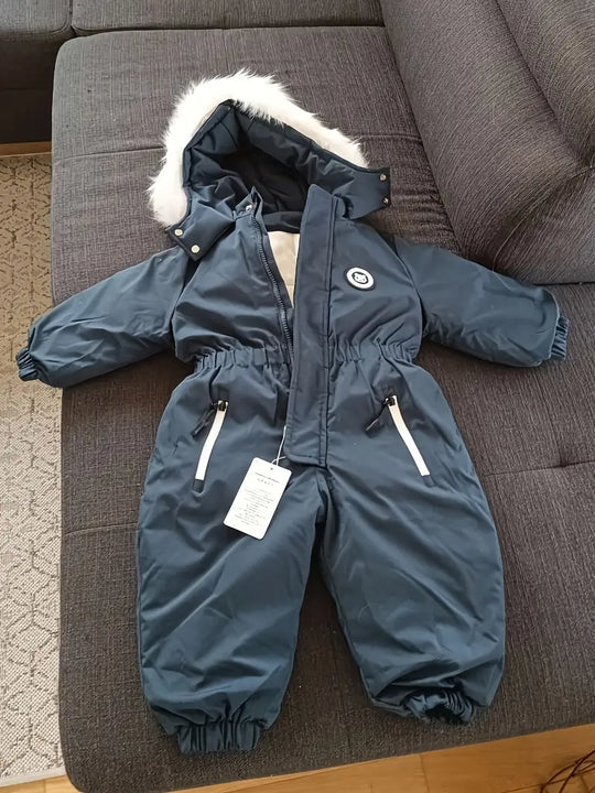 Dětský zimní overal | Lyžařský overal s kapucí a kožešinovou lemovkou