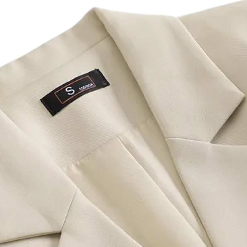 Belted Blazer Two-Piece Suit Set for Women