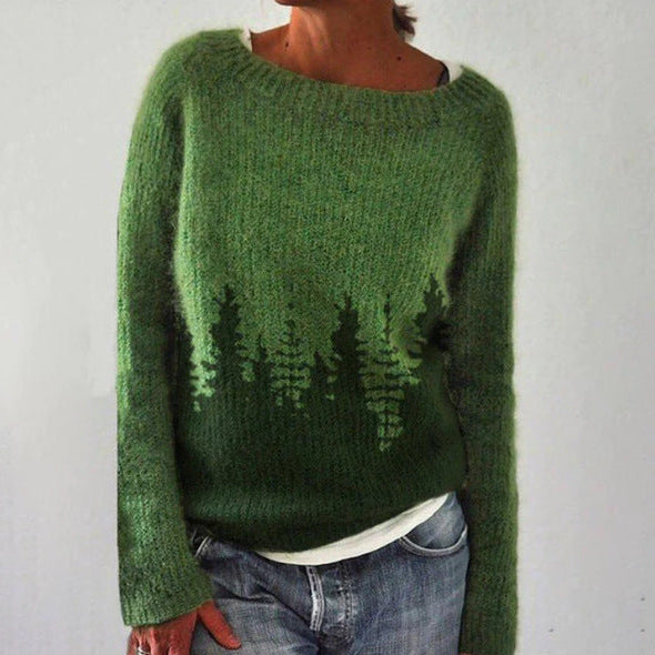 Boat Neck Retro Sweater for Women