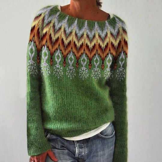 Boat Neck Retro Sweater for Women