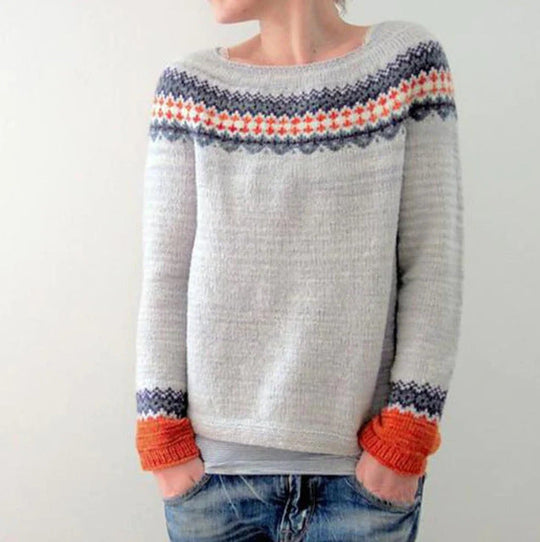 Boat Neck Retro Sweater for Women