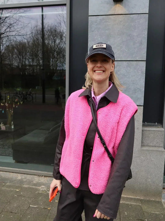 Button-Up Fleece Vest for Women