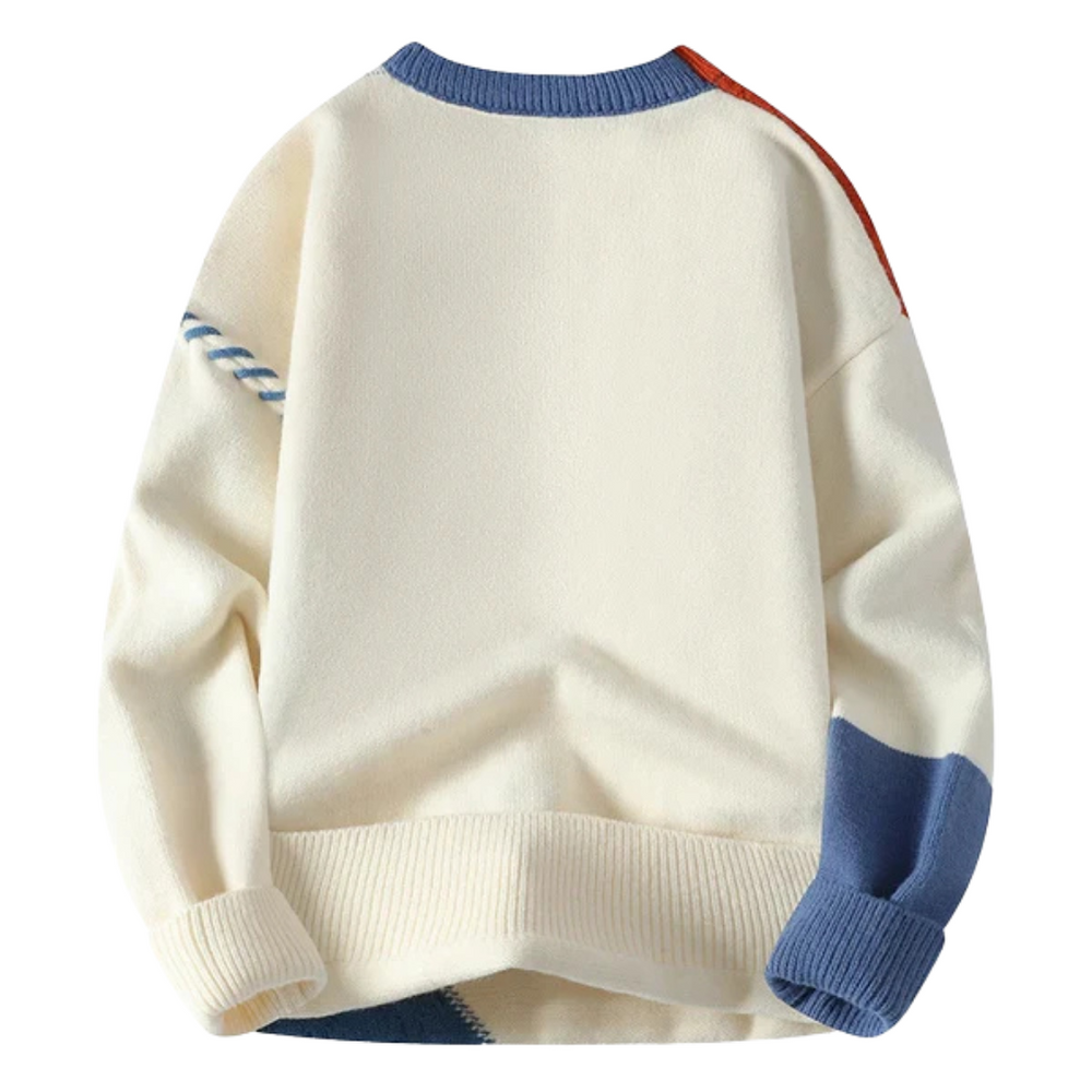 Cable Knit Patchwork Sweater for Men