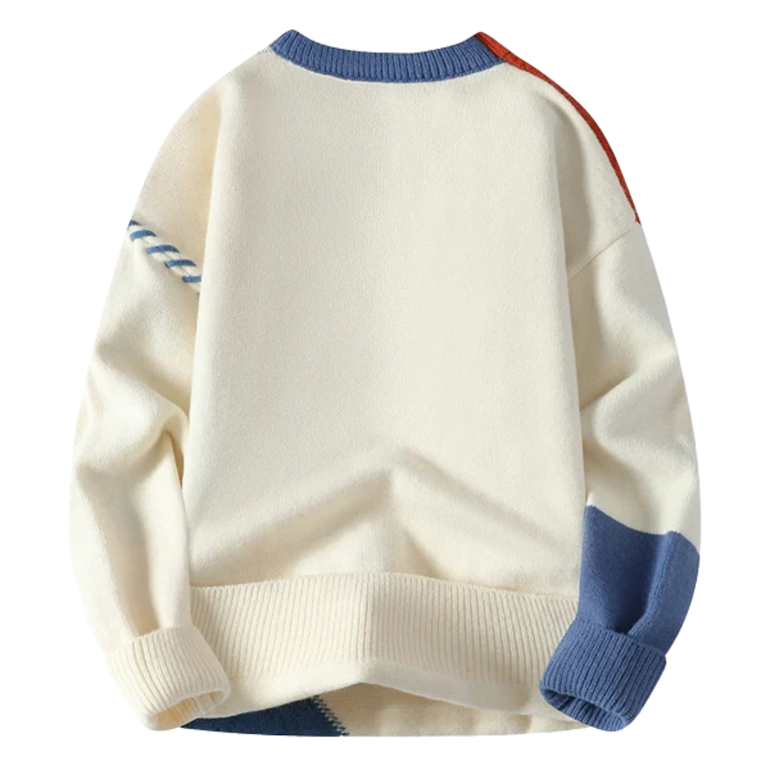 Cable Knit Patchwork Sweater for Men