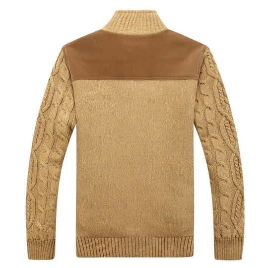 Pánský kardigan s copánkovým vzorem a plyšovou podšívkou