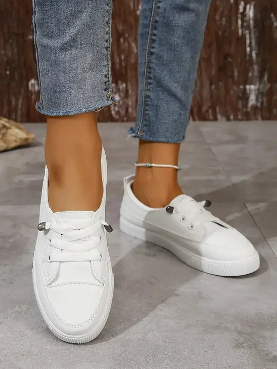 Casual Lace-Up Sneakers Women - Round Toe with Flat Sole