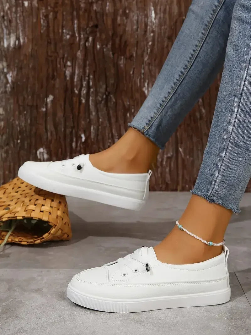 Casual Lace-Up Sneakers Women - Round Toe with Flat Sole