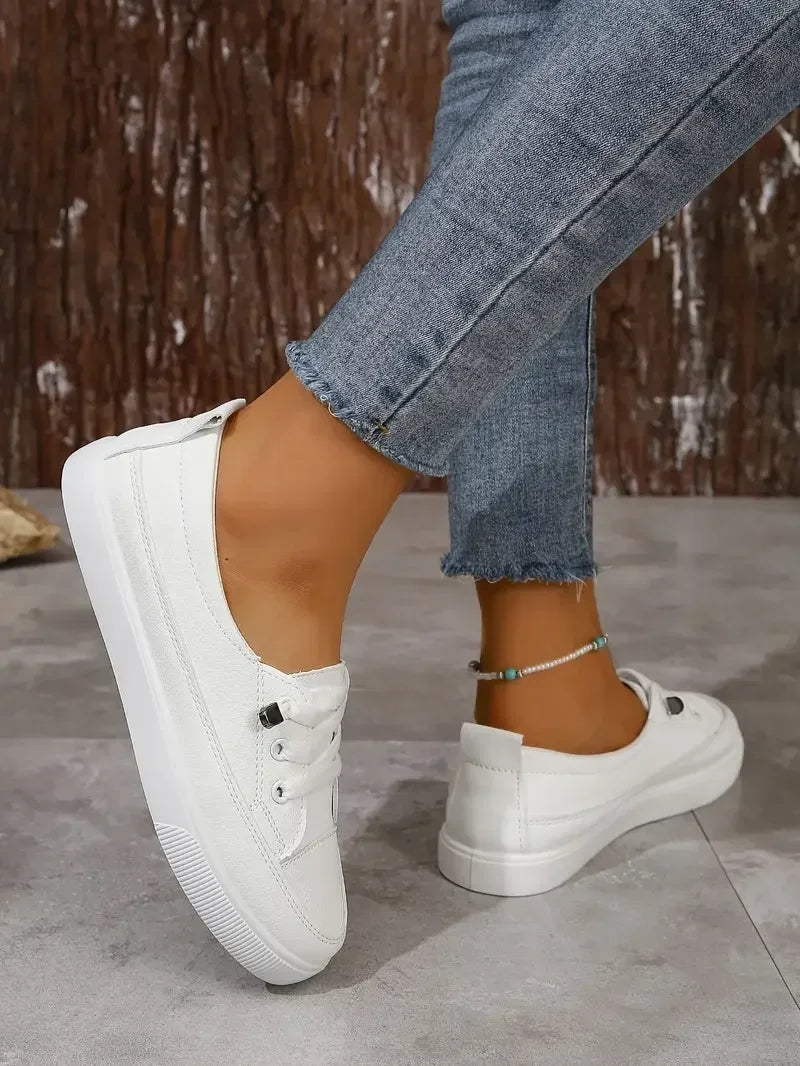 Casual Lace-Up Sneakers Women - Round Toe with Flat Sole