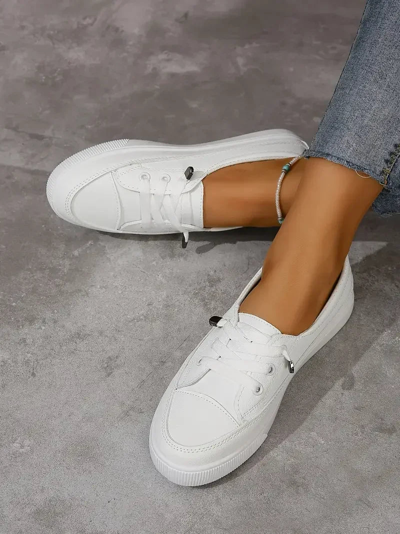 Casual Lace-Up Sneakers Women - Round Toe with Flat Sole