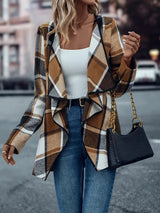 Cardigan à cascade à carreaux pour femmes