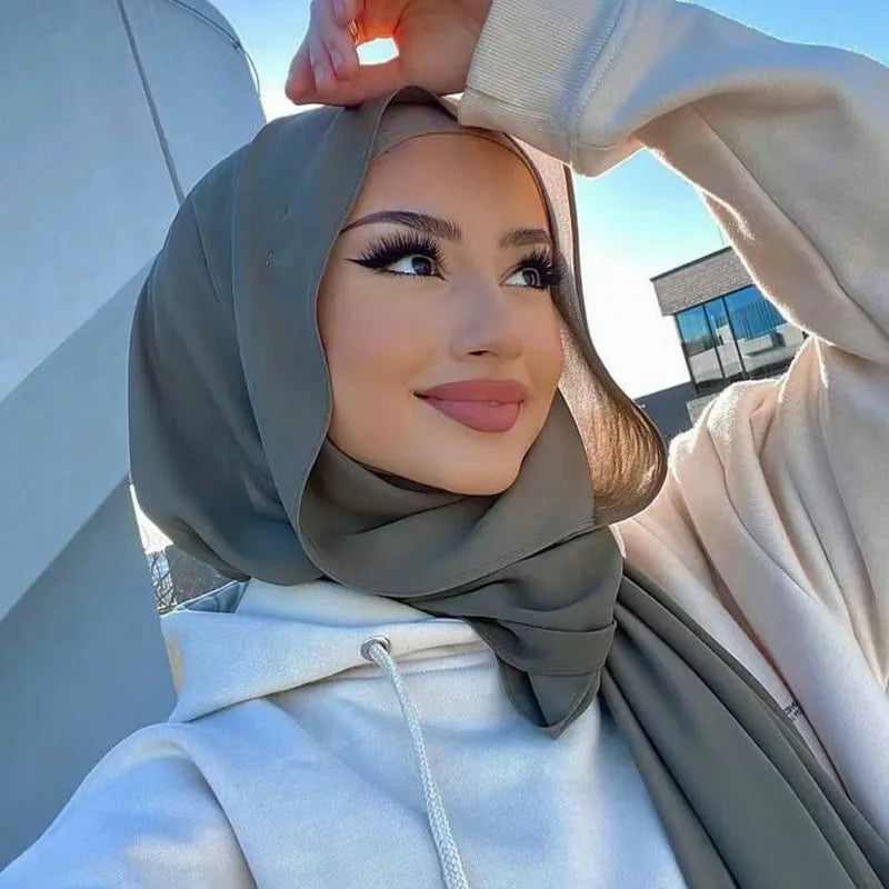 Chiffon Hijab Scarf with Sheer Finish for Women