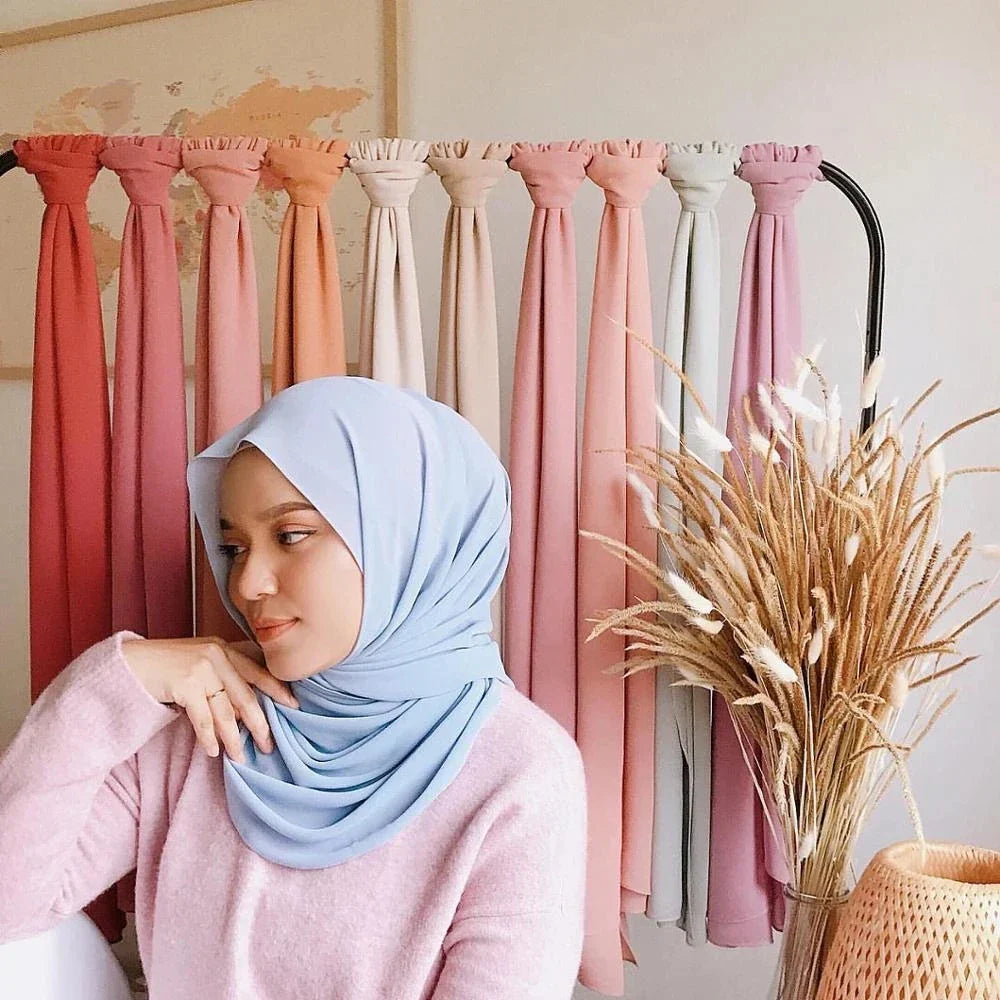 Chiffon Hijab Scarf with Sheer Finish for Women
