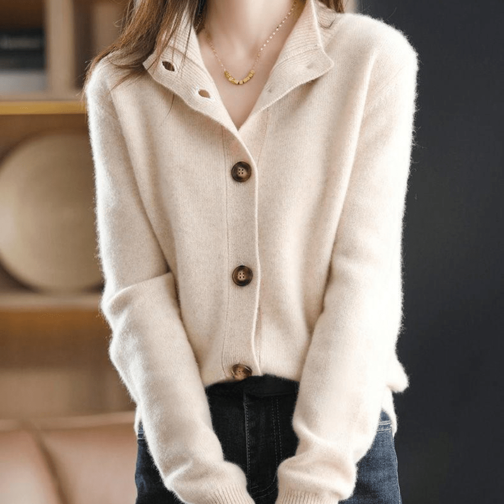 Classic Lapel Knit Cardigan for Women
