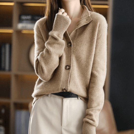 Classic Lapel Knit Cardigan for Women