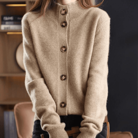 Classic Lapel Knit Cardigan for Women