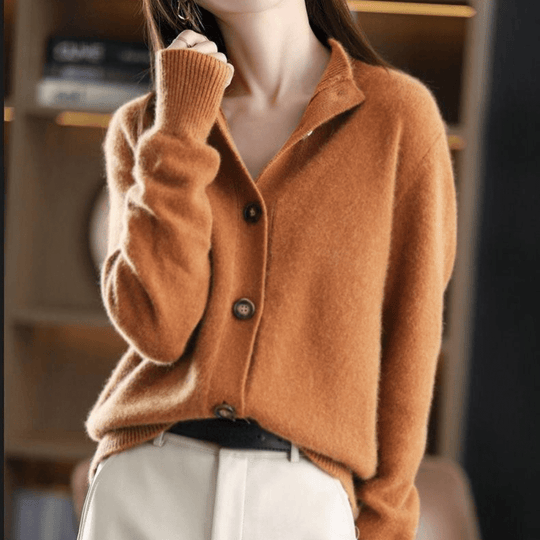 Classic Lapel Knit Cardigan for Women