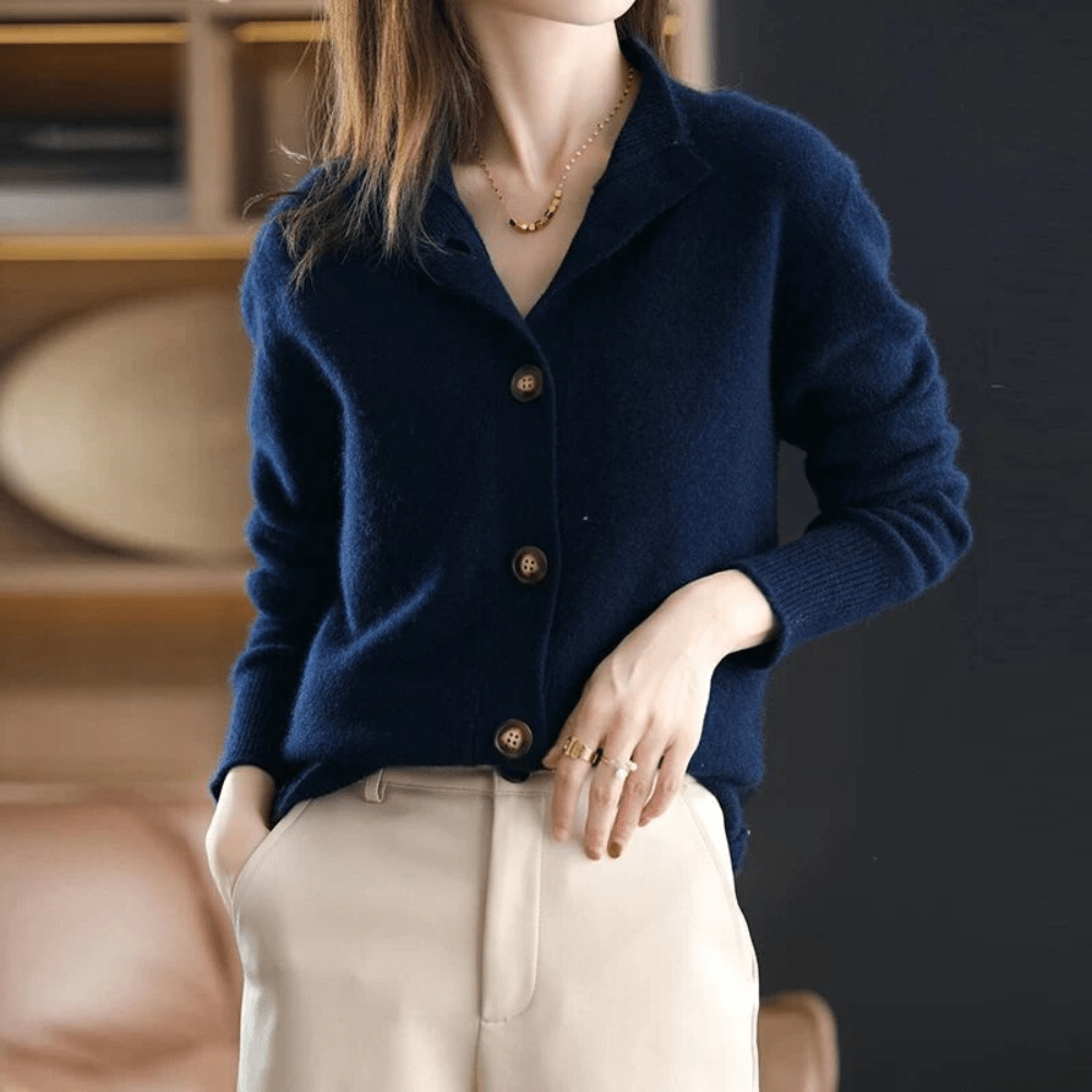 Classic Lapel Knit Cardigan for Women