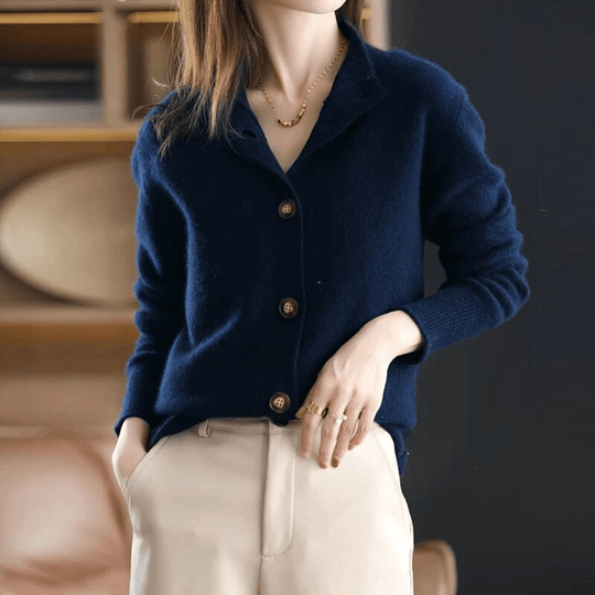 Classic Lapel Knit Cardigan for Women