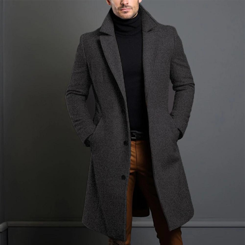 Classic Long Winter Coat for Men