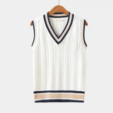 Contrast Trim Sleeveless Sweater Vest for Men