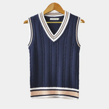 Contrast Trim Sleeveless Sweater Vest for Men