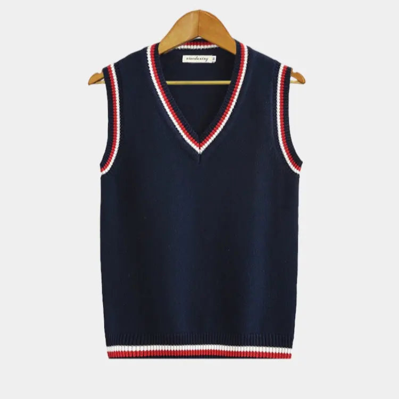 Contrast Trim Sleeveless Sweater Vest for Men