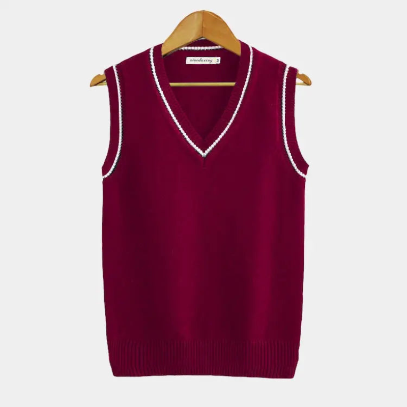 Contrast Trim Sleeveless Sweater Vest for Men