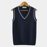 Contrast Trim Sleeveless Sweater Vest for Men