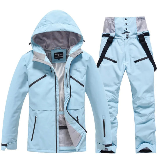 Ensemble de ski coordonné avec veste à capuche et pantalon pour unisexe