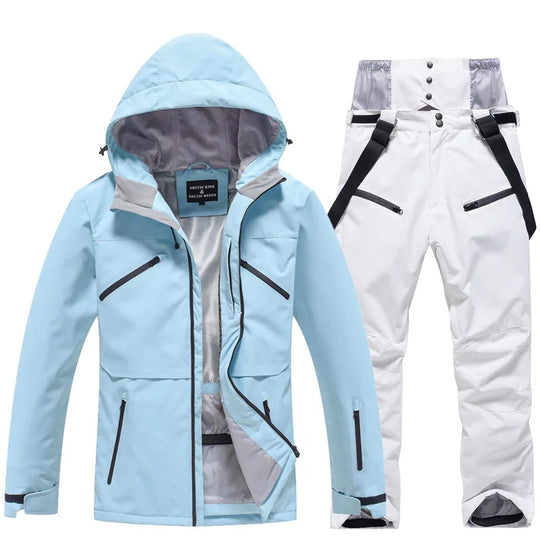 Ensemble de ski coordonné avec veste à capuche et pantalon pour unisexe