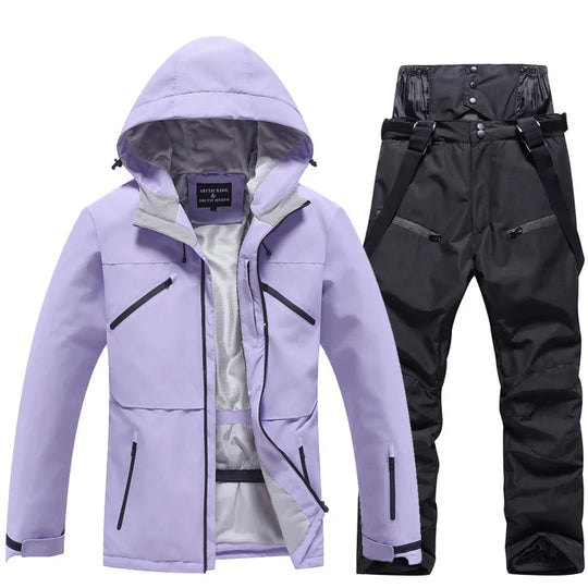Ensemble de ski coordonné avec veste à capuche et pantalon pour unisexe