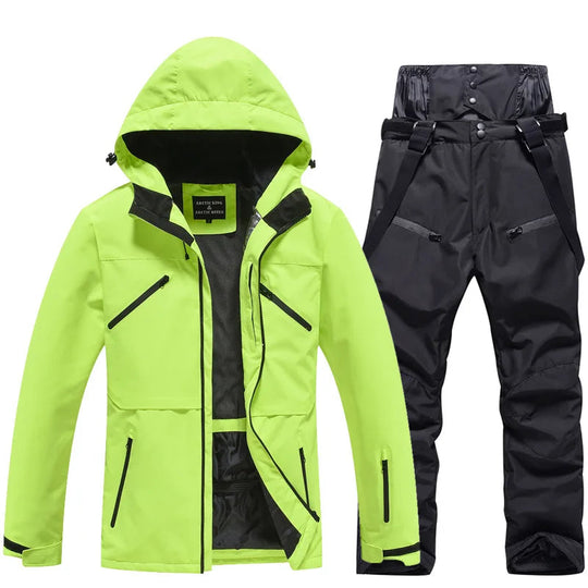 Ensemble de ski coordonné avec veste à capuche et pantalon pour unisexe