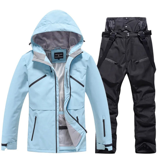 Ensemble de ski coordonné avec veste à capuche et pantalon pour unisexe