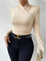 Crossover Wrap Long-Sleeve Top for Women