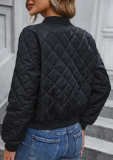 Diamond Quilted Bomber Jacket for Women