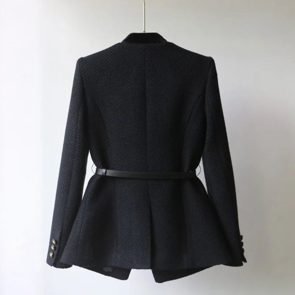 Double-Button Wool Coat for Women
