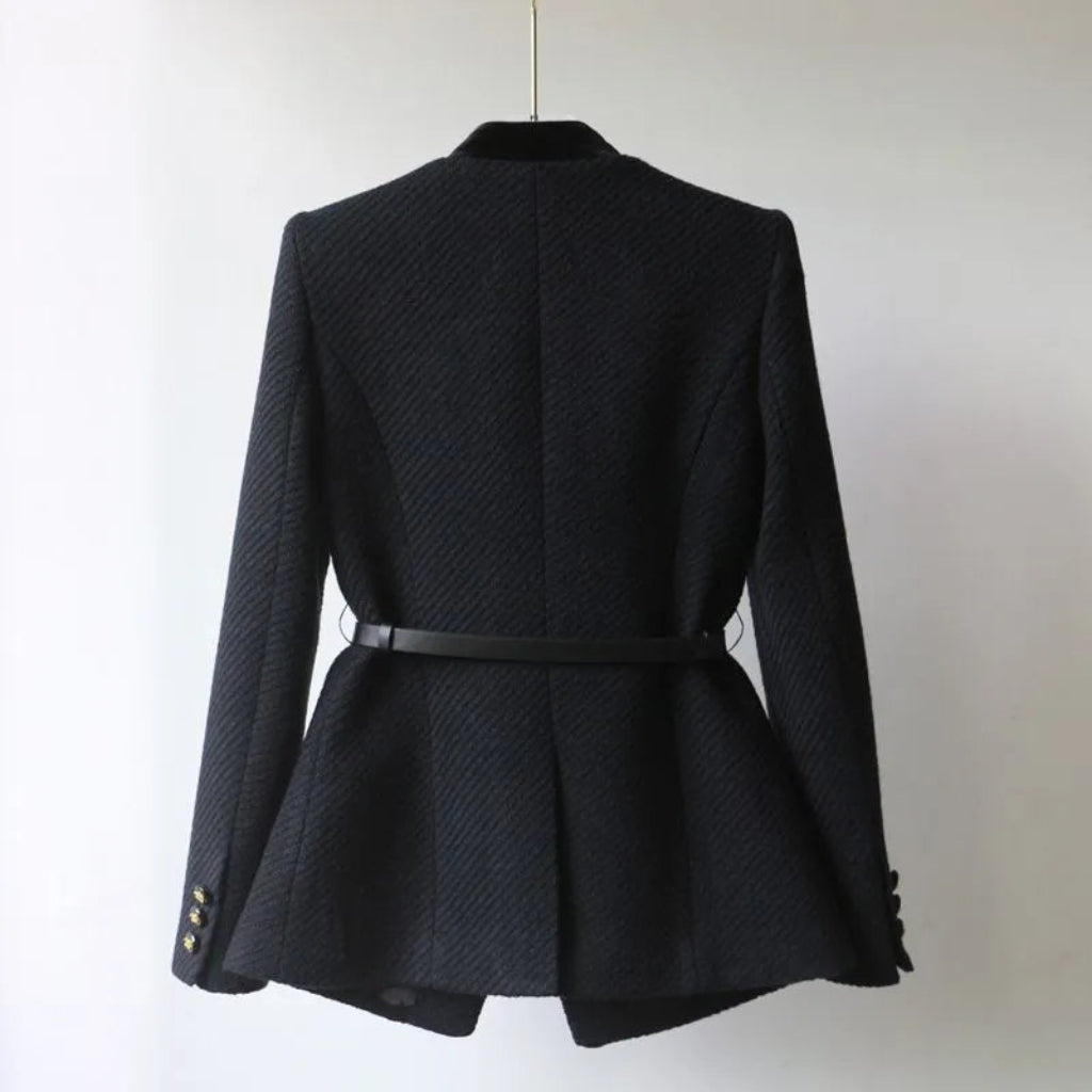 Double-Button Wool Coat for Women